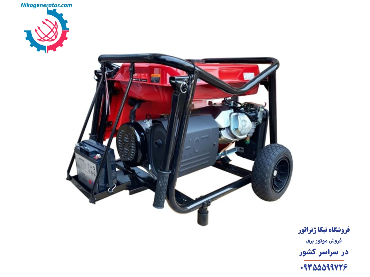 موتور برق 7.5 کیلووات راتو مدل R10900DWHB بهمراه چرخ و دسته استارتی موتور 16 اسب