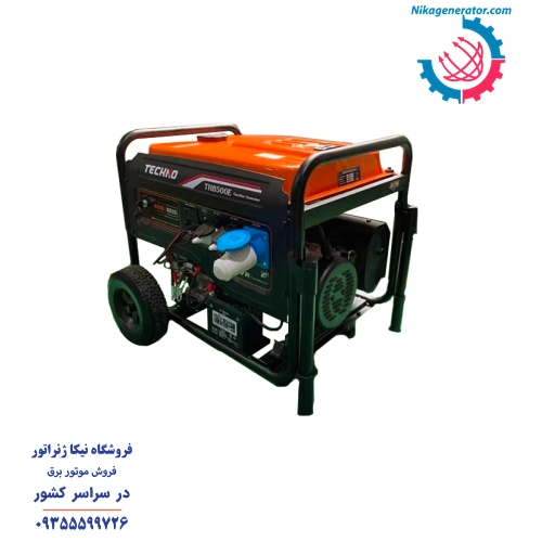 موتور برق تکنو مدل TH8500E توان 6.5 کیلووات بهمراه چرخ و دسته مناسب مصارف کارگاهی